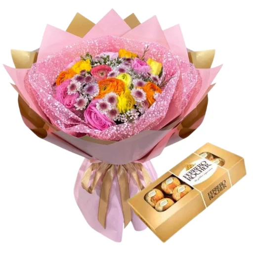 Ramo de flores marimonias y rocher x8
